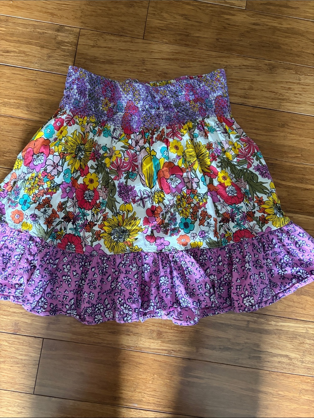 Peek Floral Tiered Skirt - Purple & Multicolor